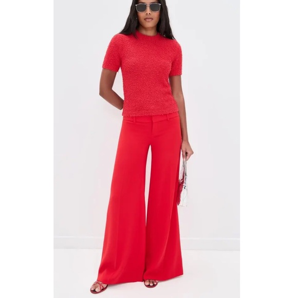 Alice + Olivia Vibrant Red Wide-Leg Pants